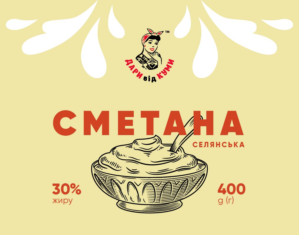 Сметана ДАРИ від КУМИ 30%, 400г, плівка поліетиленова